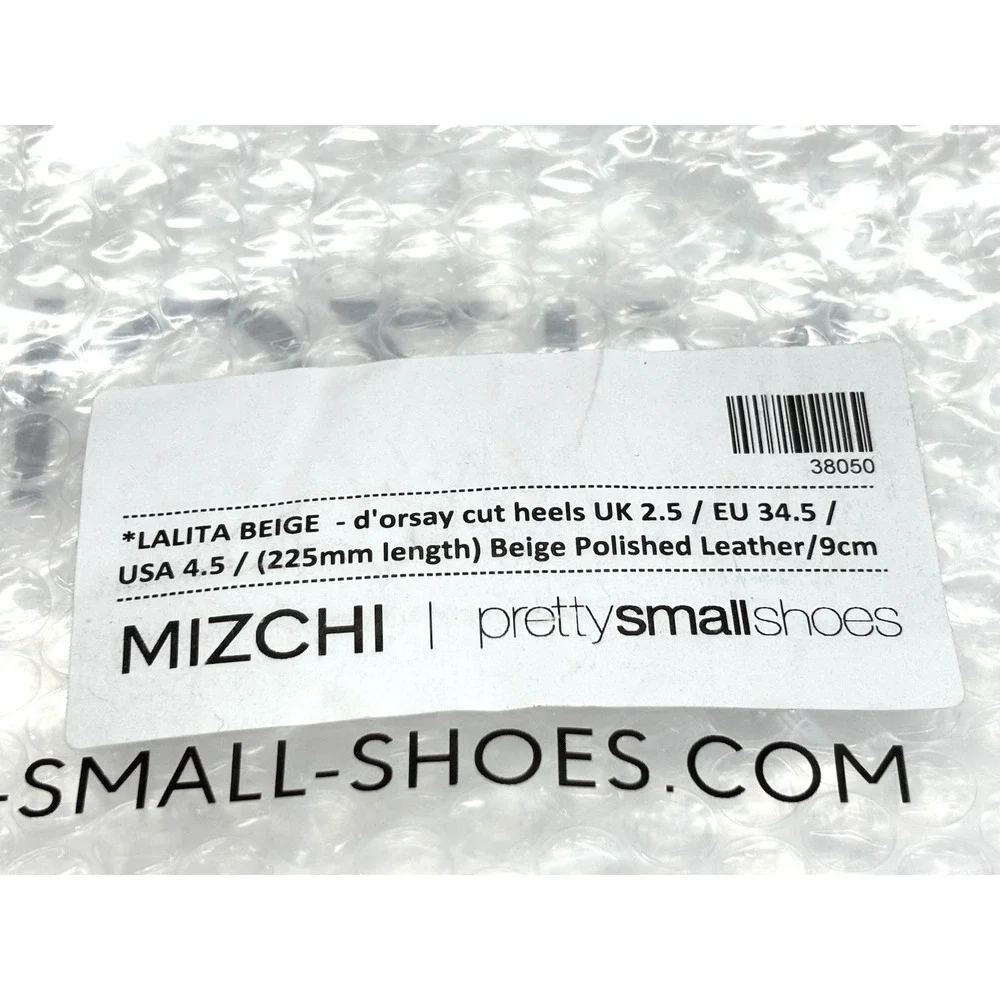 MIZCHI Lalita Beige Patent Leather Mary Jane Heels Womens US 4.5 EU 34.5